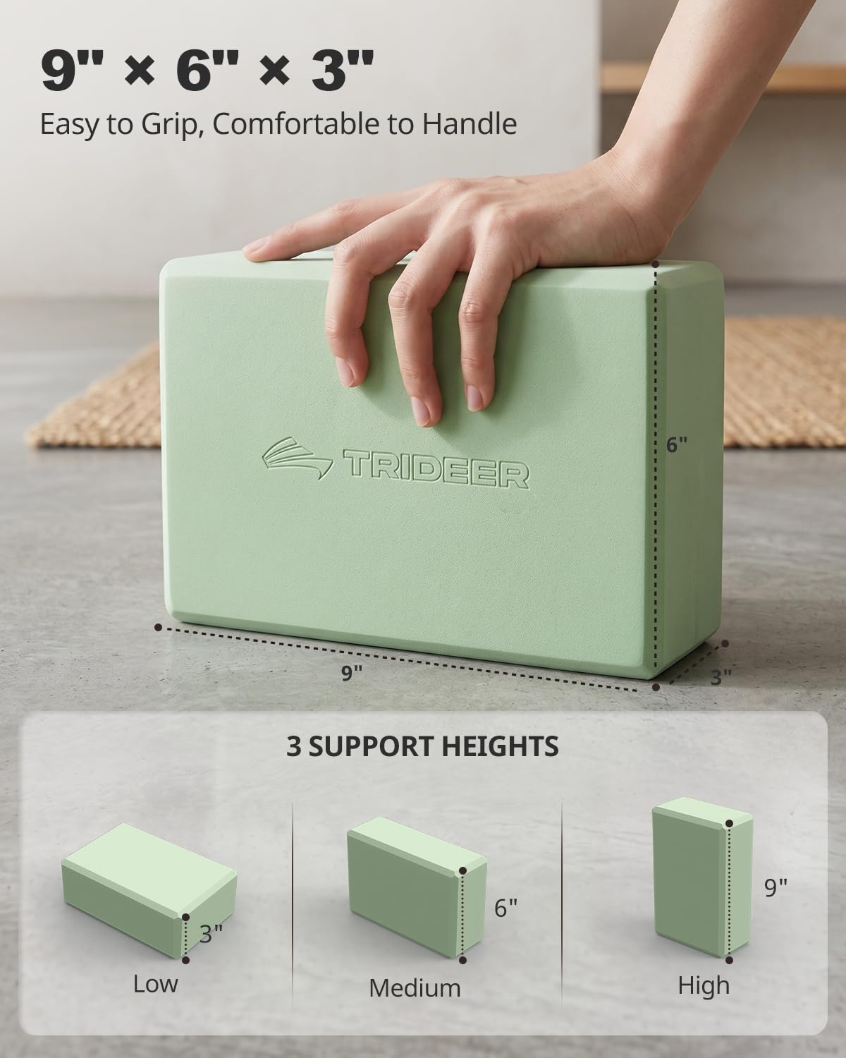 Yoga Blocks 2 Pack with Supportive Non-Slip Foam for Yoga Pilate Stretching