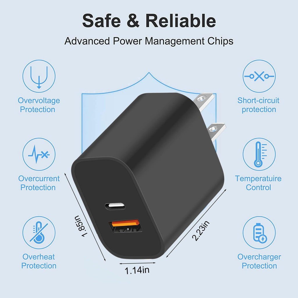 4 Pack USB C Charger Block,20W USB-C & USB-A Port Charger,for i Phone 17/16
