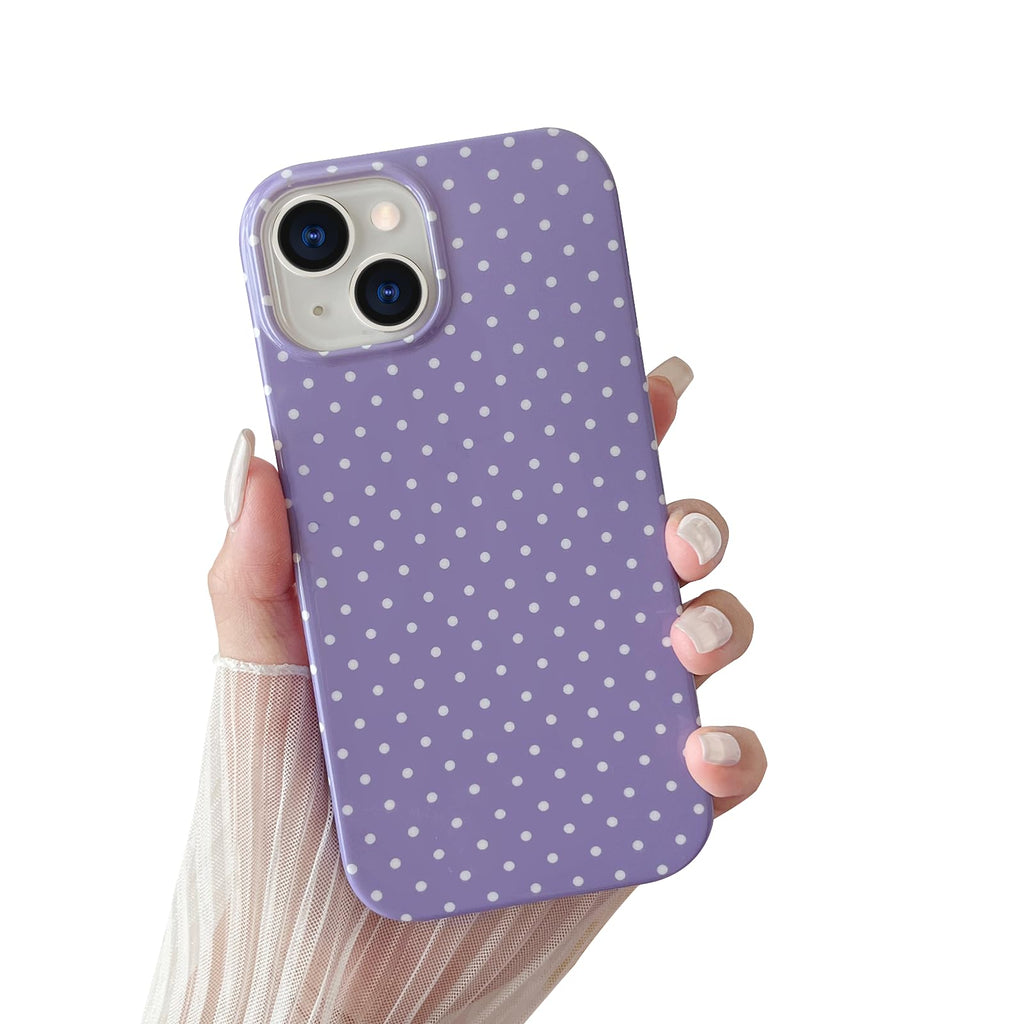 Yeddabox for iPhone 14 Plus Case Cute Polka Dot Phone Case Soft TPU Slim Shockproof Phone Cover for Women Girls, White