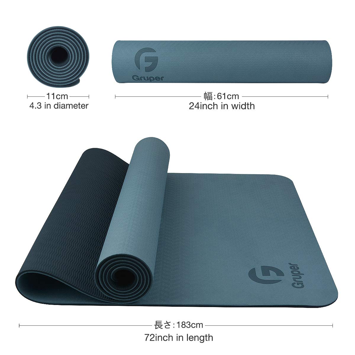 Gruper Yoga Mat Non Slip, Eco Friendly Exercise Mat with Carrying Strap