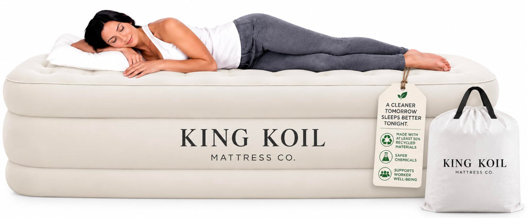 King Koil California King Air Mattress with Built-in Pump, 20” Raised Bed