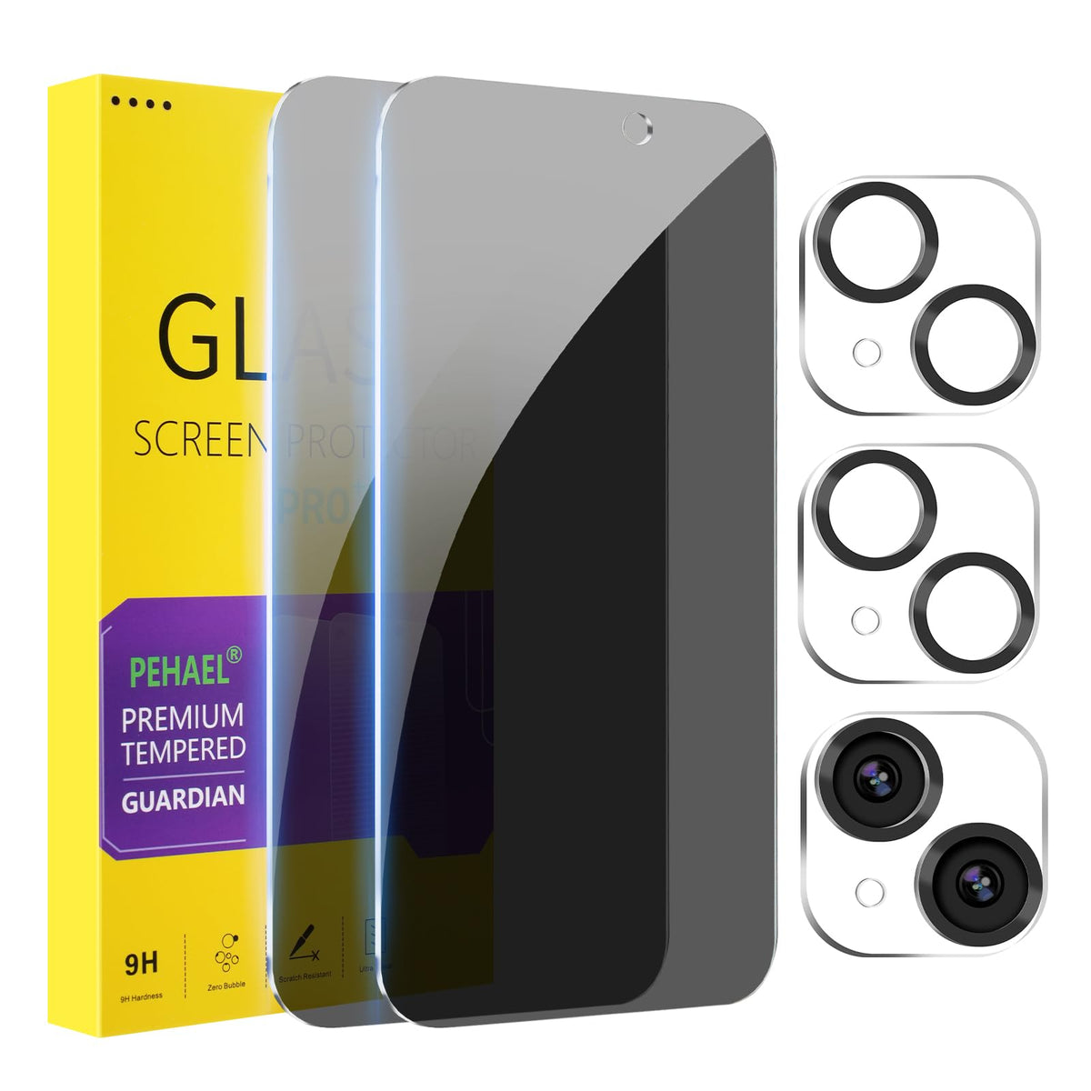 PEHAEL for iPhone 18 Pro Privacy Screen Protector+Camera Lens Protector