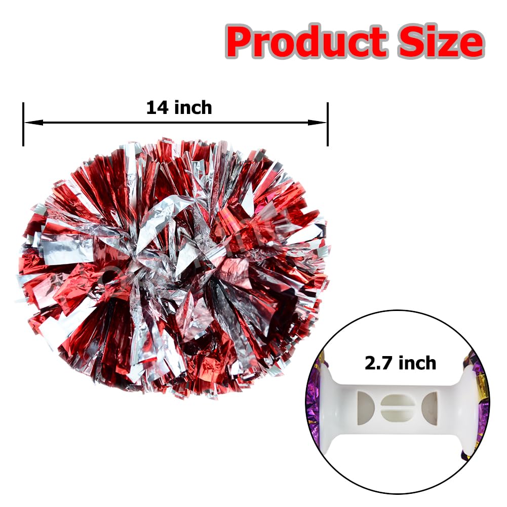 Hooshing 2/6/12PCS Pom Poms Cheerleading with Baton Handle Cheerleader Pompoms for Cheering Sports Games Dancing Party Team Spirit