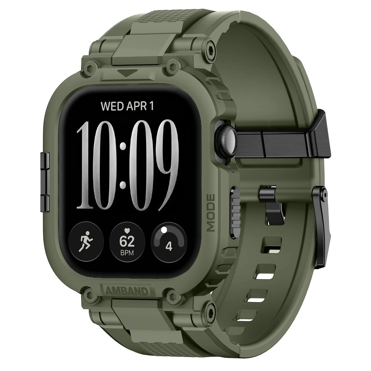 amBand Bands Compatible with Apple Watch 9/8/7/6/5/4 & SE 3/2/1 45mm/44mm Case for Men, M1 Sport Series Rugged Case Protective Cover for iWatch SE3/SE2/6/SE/5/4 44/45 mm Men Black