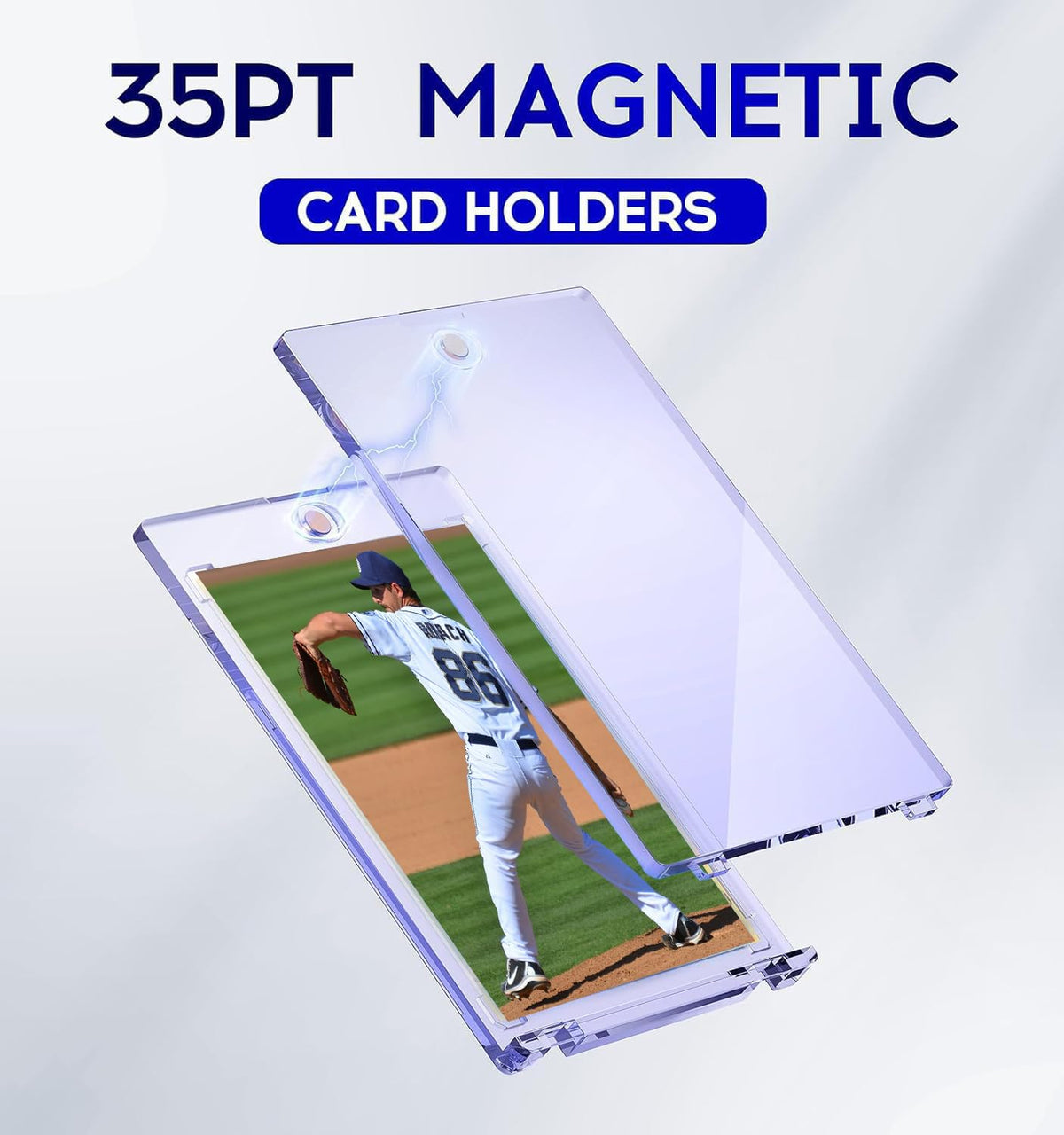 Basthalan 200ct Magnetic Card Holder, 35pt Slim One Touch Card Holder
