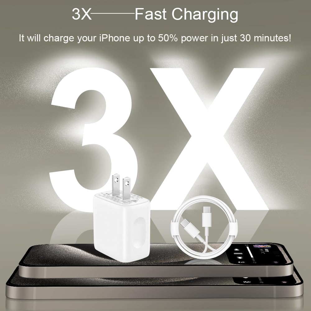 iPhone Duo Charger, iPhone 18 17 16 15 Charger Fast Charging 12FT-Blue