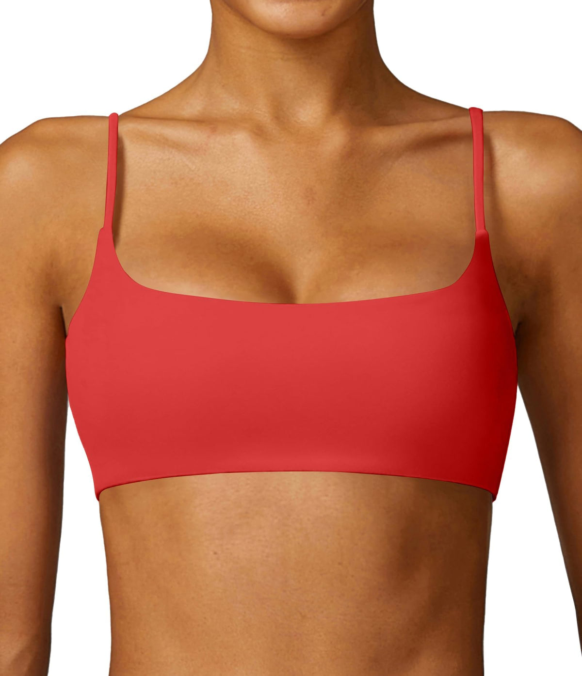 Comper Women's Sports Bra with Thin Straps Stretchy Wirefree Workout Bras Lightweight Workouts Bralette with Removable Pads