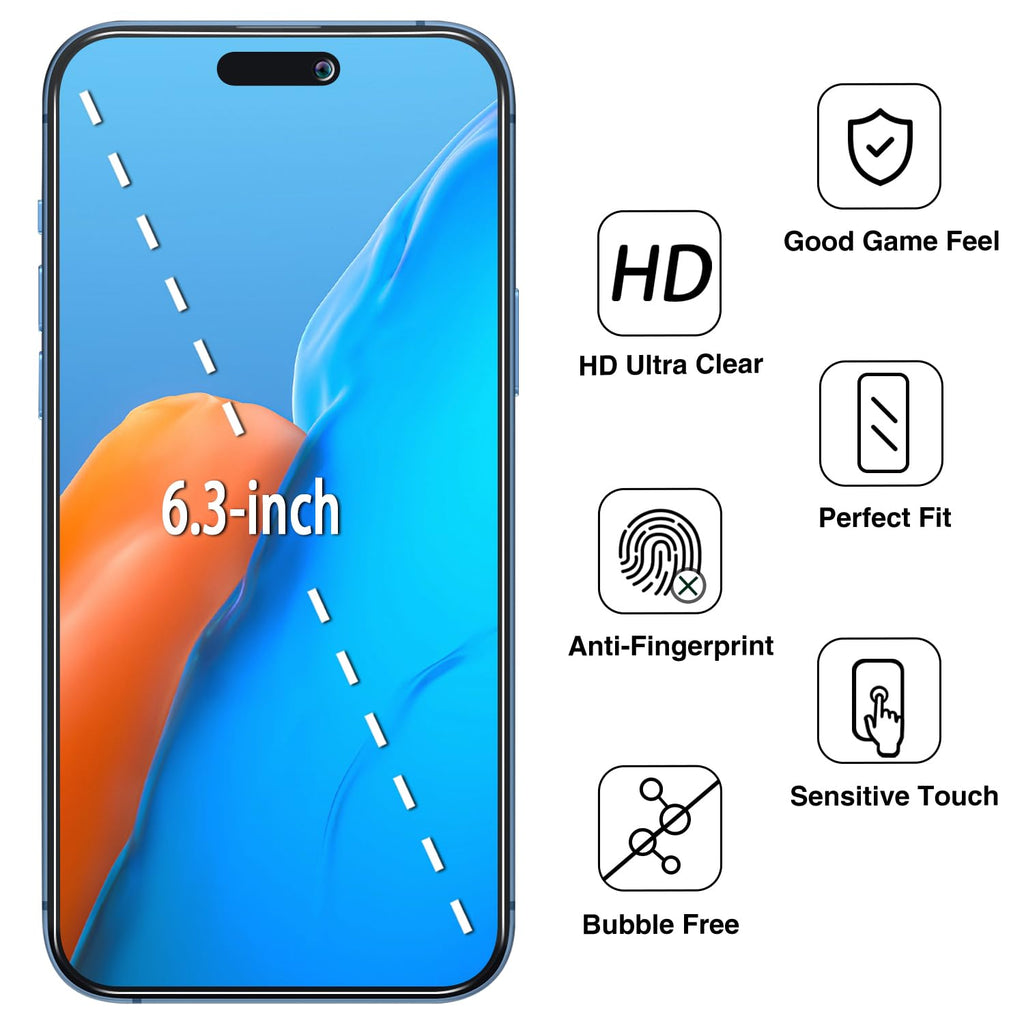2 Pack Screen Protector for iPhone 16 Pro Max Tempered Glass