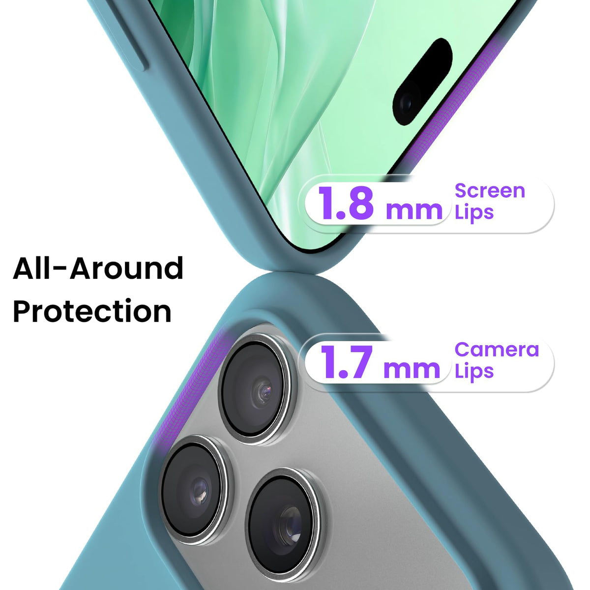 ORNARTO for iPhone 18 Pro Max Case, Liquid Silicone, Cloud Blue