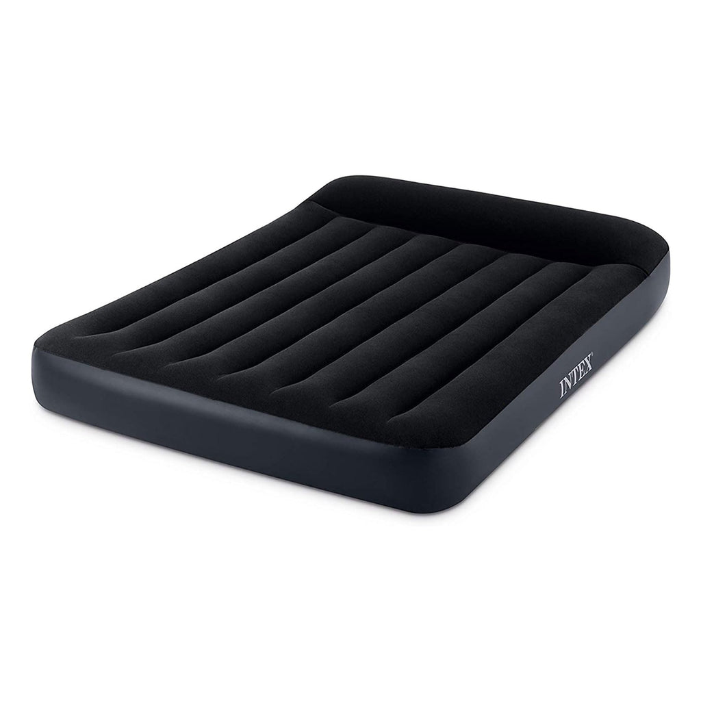 INTEX 64149ED Dura-Beam Standard Pillow Rest Air Mattress: Fiber-Tech – Queen Size – Built-in Electric Pump – 10in Bed Height – 600lb Weight Capacity