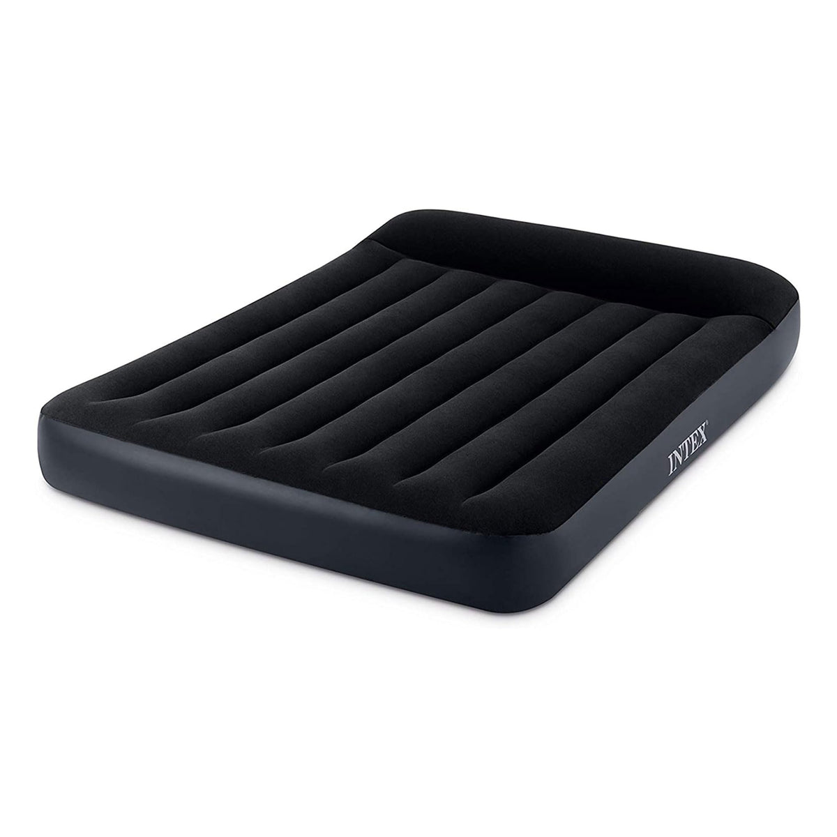 INTEX 64149ED Dura-Beam Standard Pillow Rest Air Mattress: Fiber-Tech – Queen Size – Built-in Electric Pump – 10in Bed Height – 600lb Weight Capacity