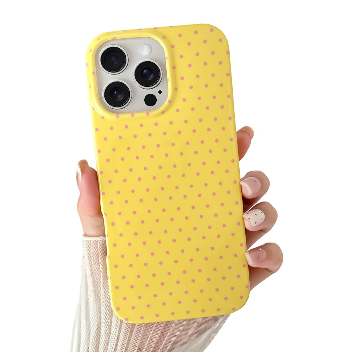 Yeddabox for iPhone 14 Plus Case Cute Polka Dot Phone Case Soft TPU Slim Shockproof Phone Cover for Women Girls, White