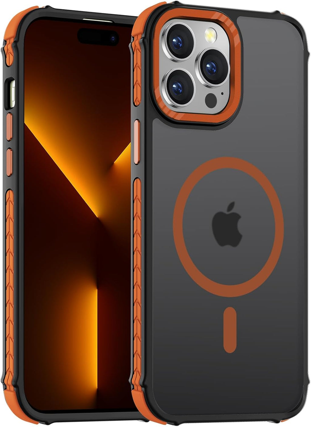 DEERLAMN Strong Magnetic Case for iPhone 13 Pro 6.1-Inch, Matte Orange