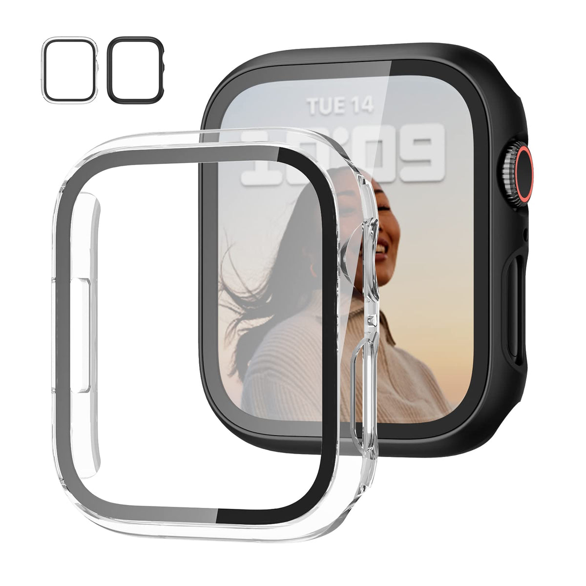 JZK Case with Screen Protector for Apple Watch SE3 Series 6/5/4 40mm,Clear