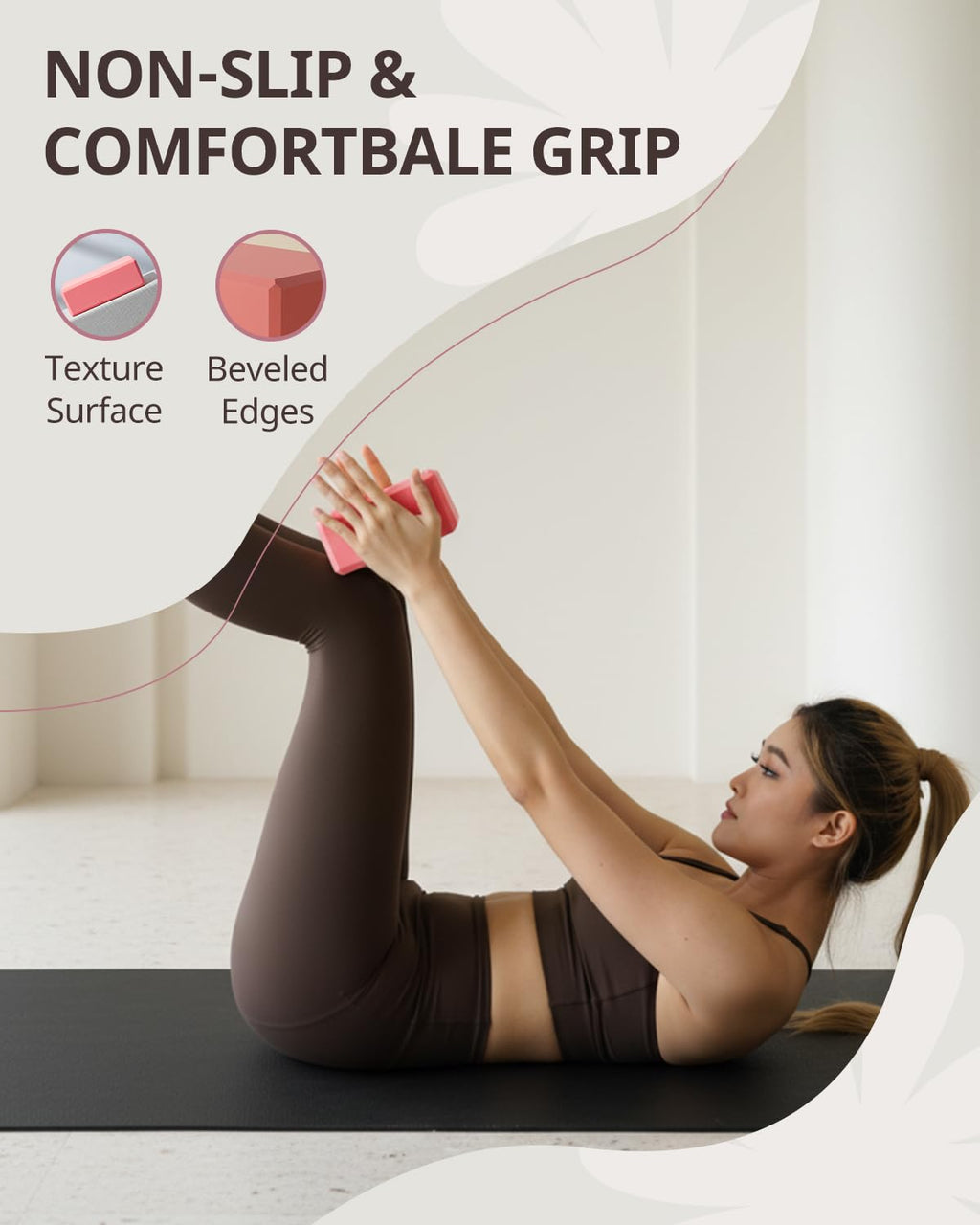 Yoga Blocks 2 Pack with Supportive Non-Slip Foam for Yoga Pilate Stretching