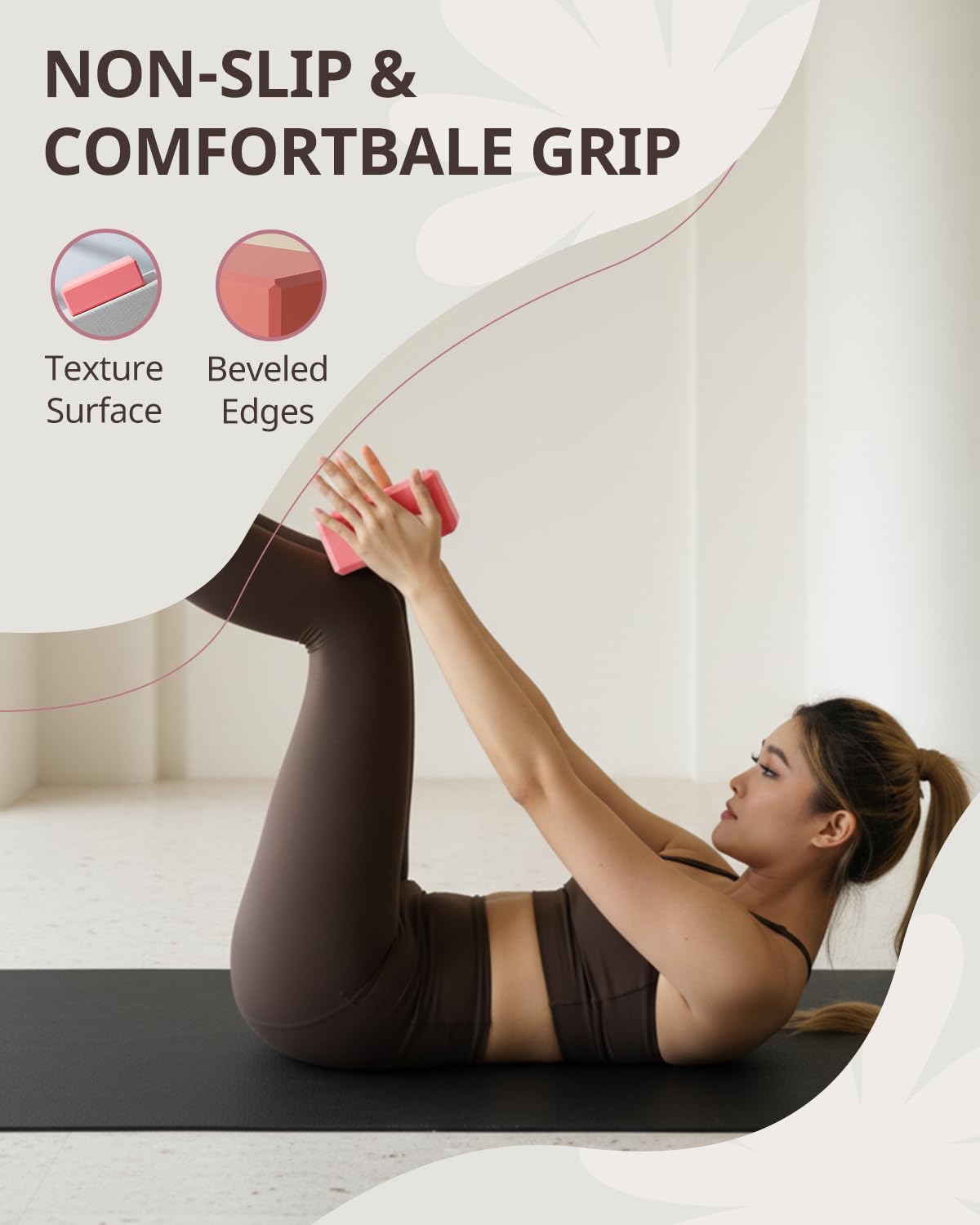 Yoga Blocks 2 Pack with Supportive Non-Slip Foam for Yoga Pilate Stretching