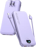 citicr Portable Charger 10000mAh PD20W w/Built-in Cables & Wall Plug Purple