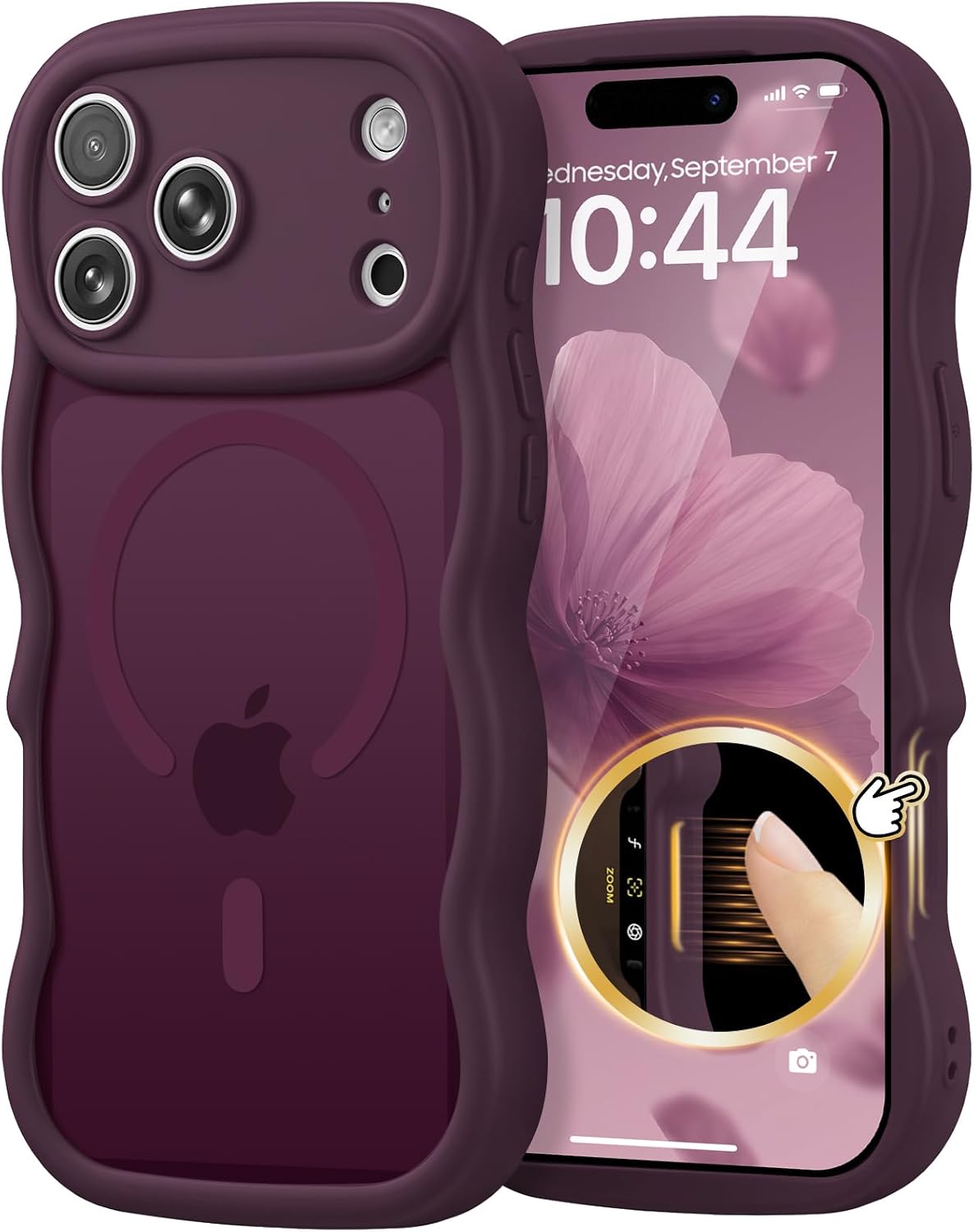 for iPhone 17 Pro/18 Pro Case for Magsafe Wavy, Burgundy Wine