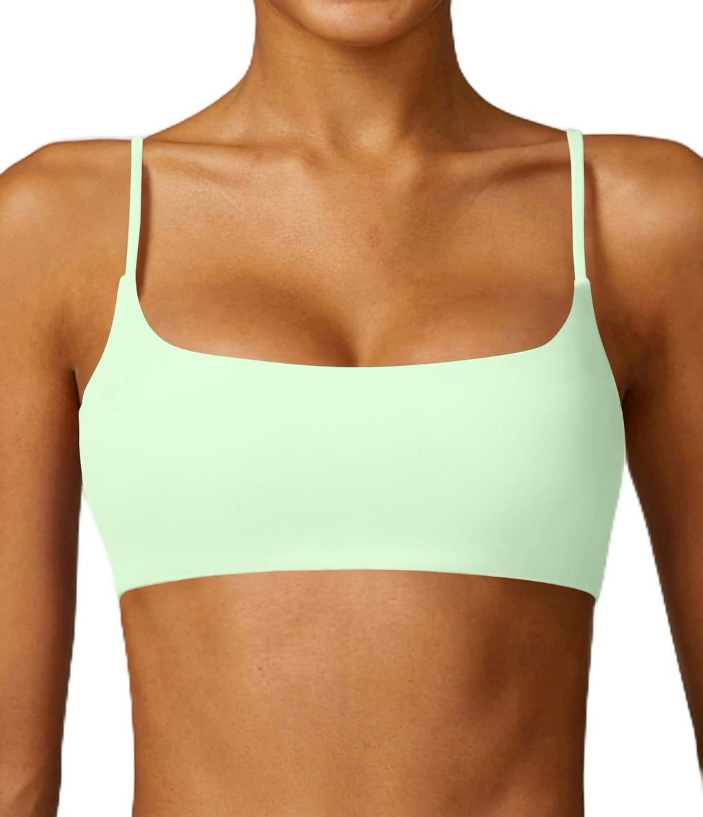 Comper Women's Sports Bra with Thin Straps Stretchy Wirefree Workout Bras Lightweight Workouts Bralette with Removable Pads
