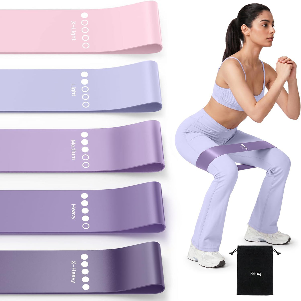 Resistance Bands for Working Out, 5-Pack Loop Exercise Bands for Home Gym