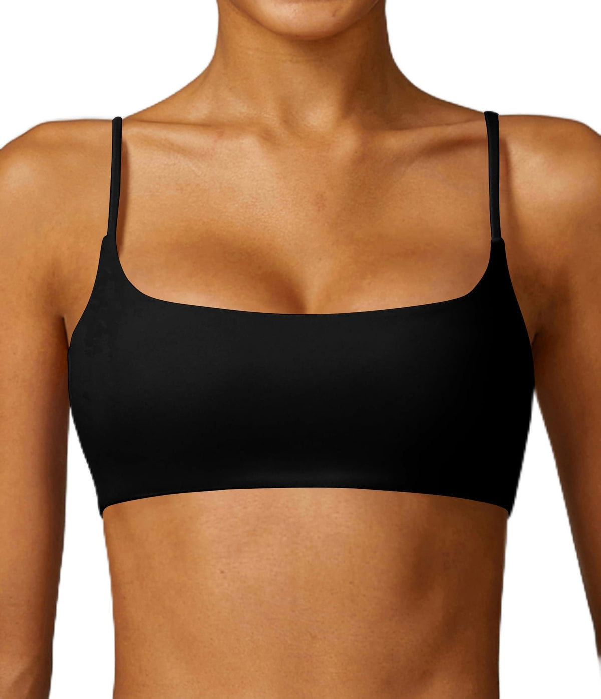 Comper Women's Sports Bra with Thin Straps Stretchy Wirefree Workout Bras Lightweight Workouts Bralette with Removable Pads