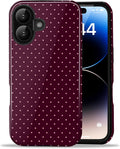 for iPhone 16 Cute Polka Dot Phone Case, Burgundy