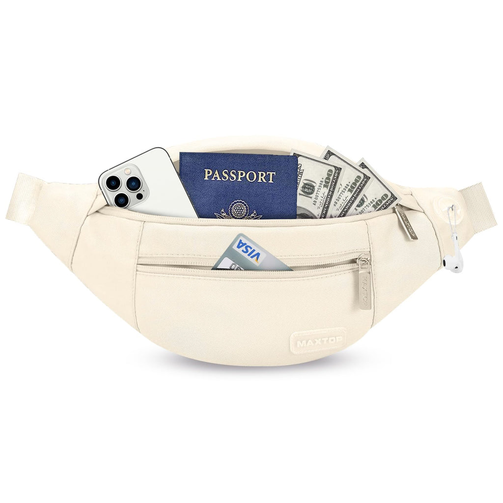 MAXTOP Large Fanny Pack for Women Men Crossbody Bag with 4-Zipper Pockets