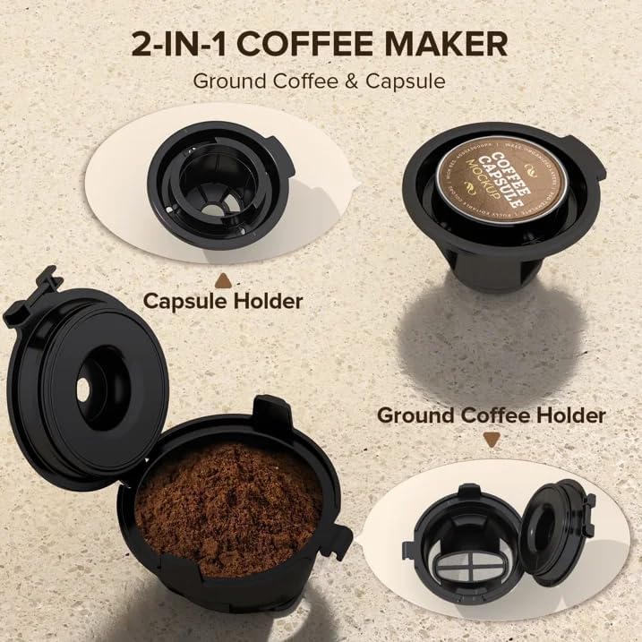 Kismile 2-in-1 Single Serve Coffee Pod & Ground Coffee Maker