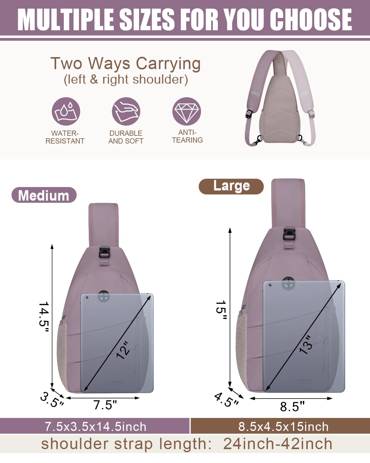 Pritent Crossbody Bags for Women Men Trendy Sling Bag Backpack Casual Chest Bag with Convertible Shoulder Strap