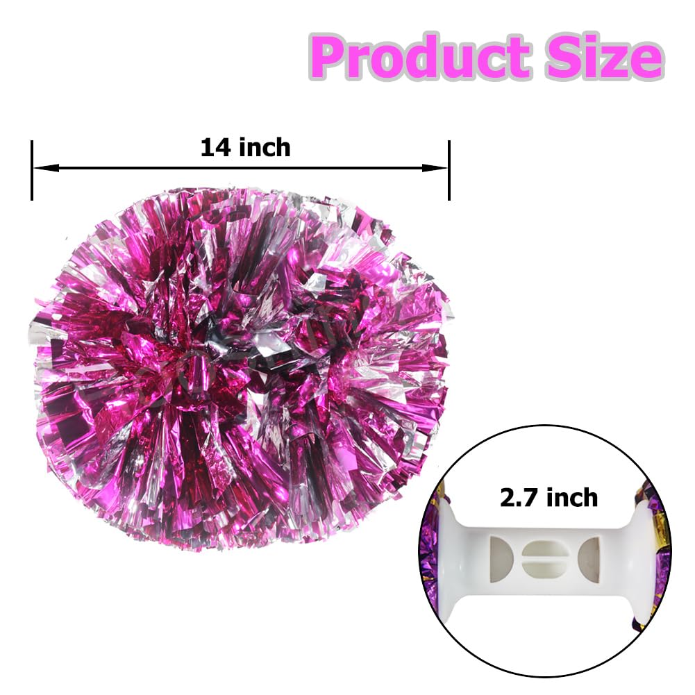 Hooshing 2/6/12PCS Pom Poms Cheerleading with Baton Handle Cheerleader Pompoms for Cheering Sports Games Dancing Party Team Spirit