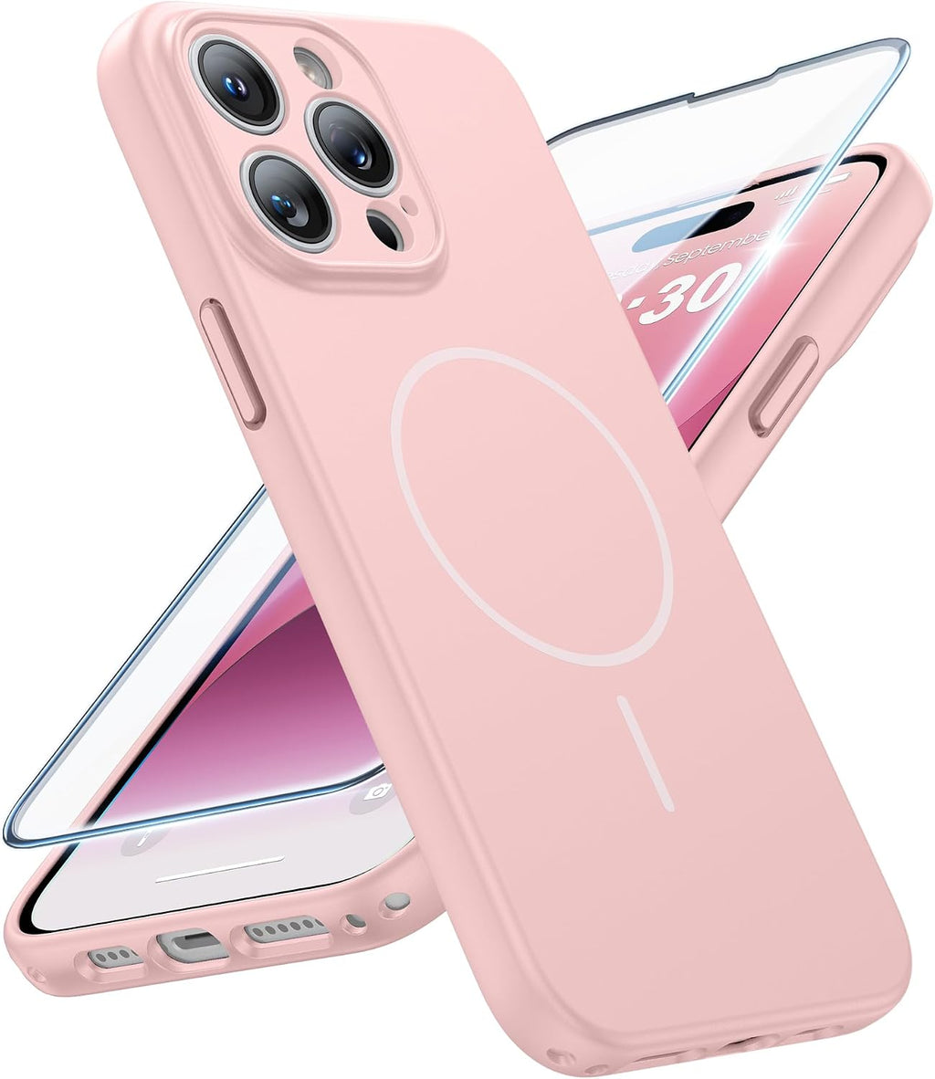 FNTCASE for iPhone 14 Pro Max Case Light Pink: Compatible with MagSafe