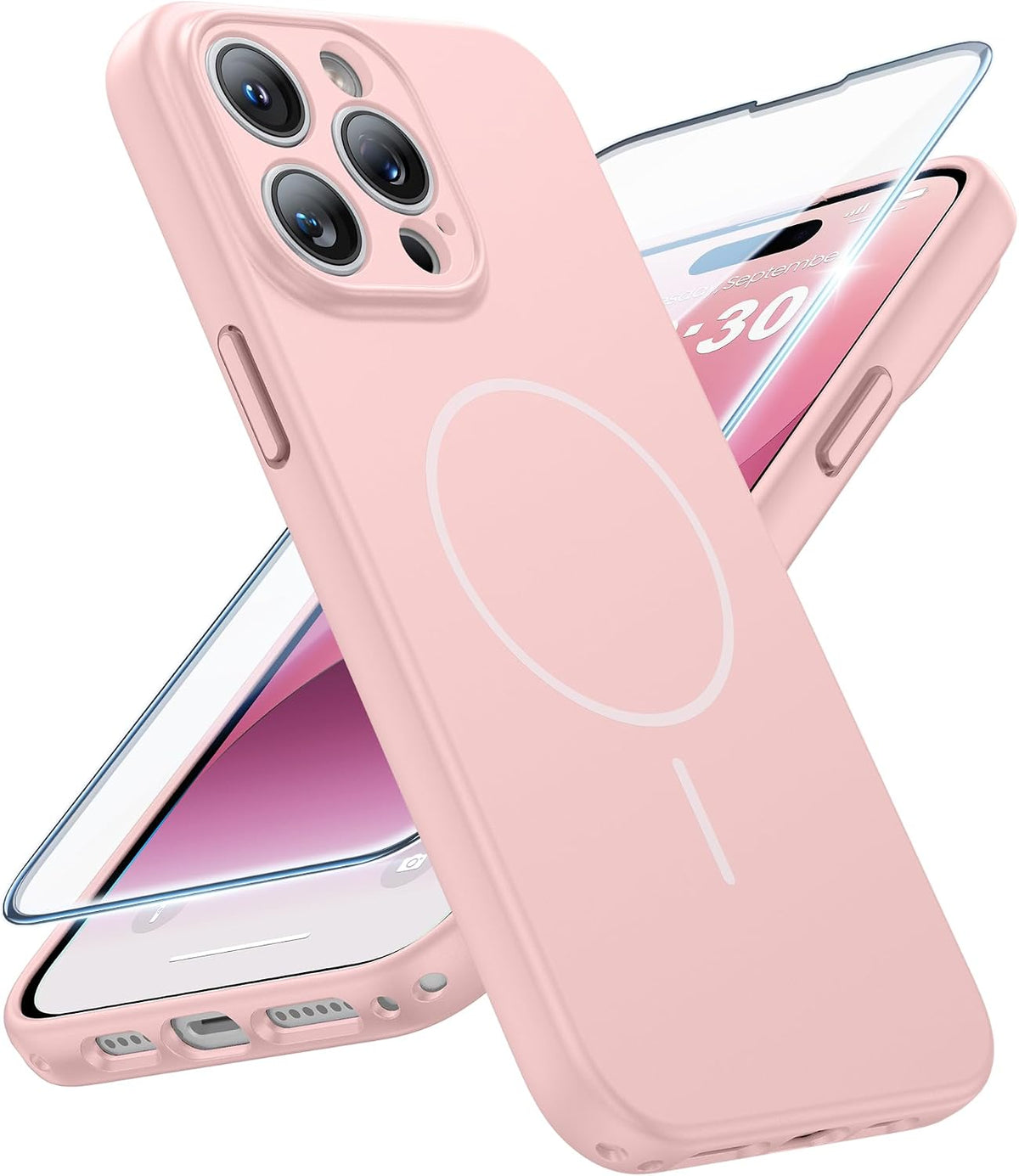 FNTCASE for iPhone 14 Pro Max Case Light Pink: Compatible with MagSafe