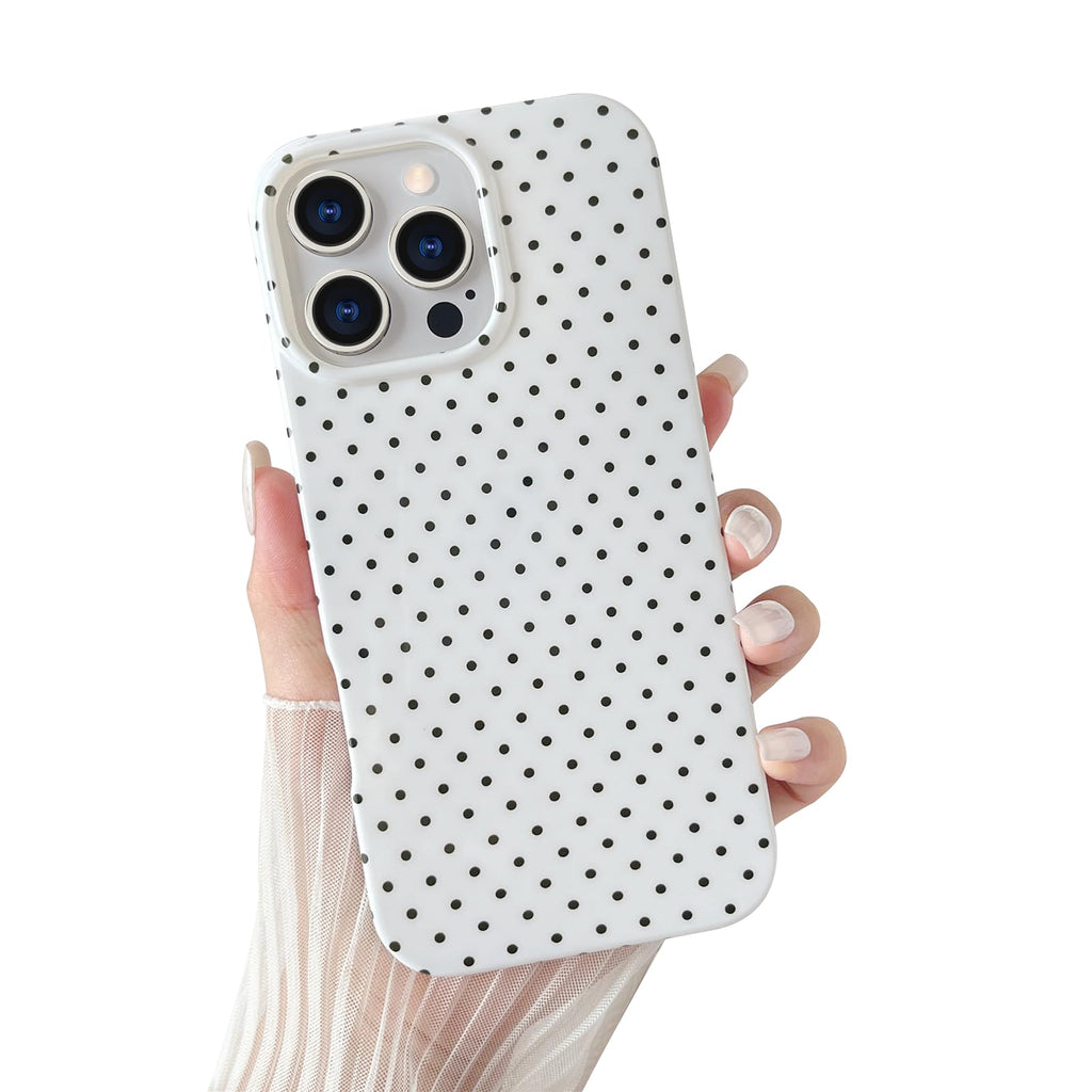 Yeddabox for iPhone 14 Plus Case Cute Polka Dot Phone Case Soft TPU Slim Shockproof Phone Cover for Women Girls, White
