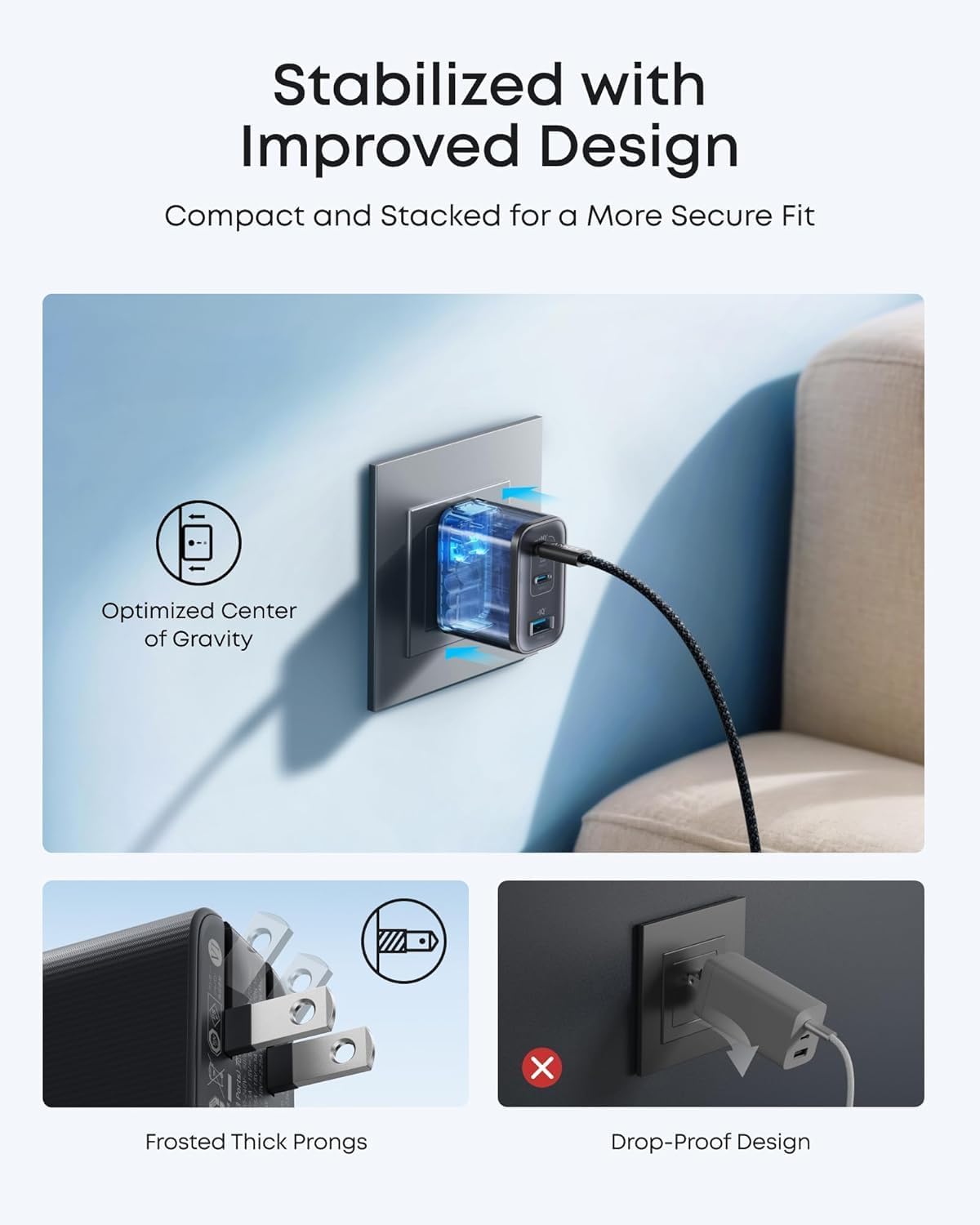Anker Nano 70W Max 3-Port Fast Charger USB C, Type C Charger Fast Charging