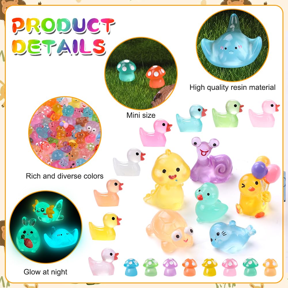 DIYDEC 40PCS Christmas Mini Ducks Figures Toys Miniature Resin Animal Decor