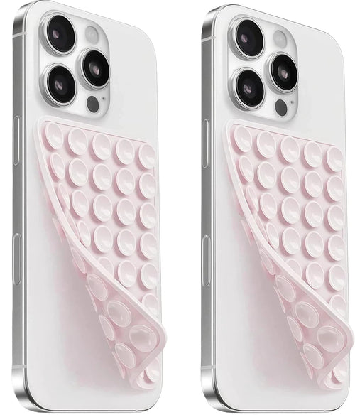 (2 Pack) Suction Cup Phone Case Mount Double Sided, White & Classic Black