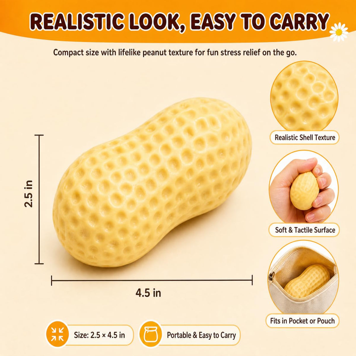 Crunchy Mango Squishies ASMR Toy, Bead Filled Realistic Bar Stress Ball