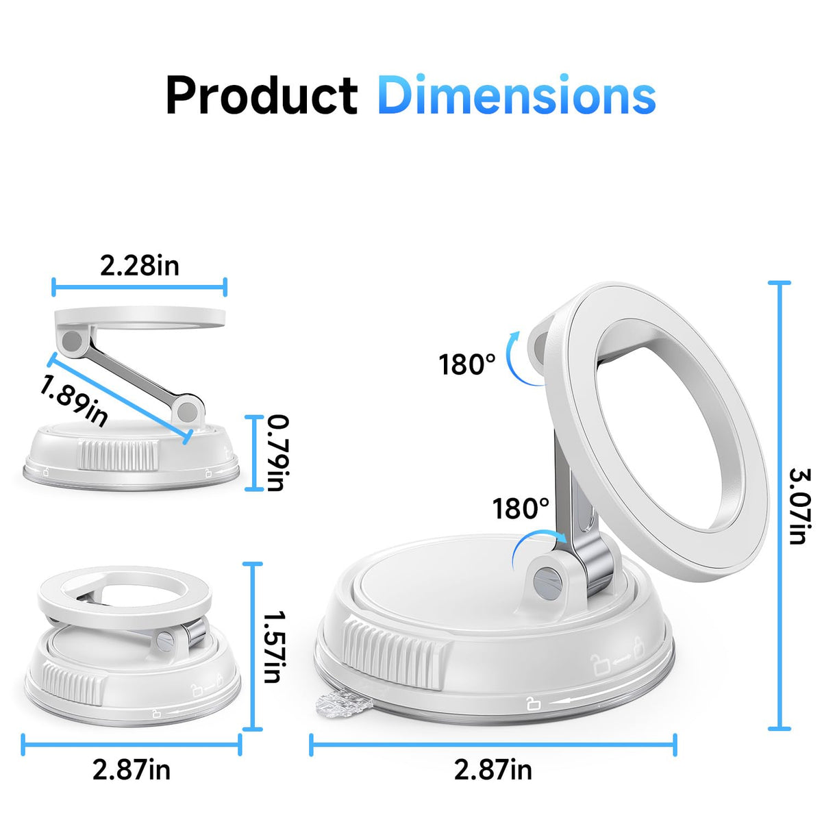 Compact Foldable Car Phone Holder for Magsafe [78+LBS Strongest Suction & 2400gf Strongest Magnetic] 360° Adjustable Car Phone Mount, Phone Holders for Your Car for iPhone 18-12 Pro Max (Carbon Fiber)