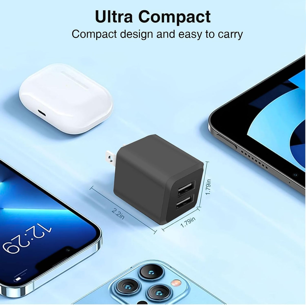 USB Wall Charger,DualPort Cube Power Adapter Charger Plug Block ChargingBox