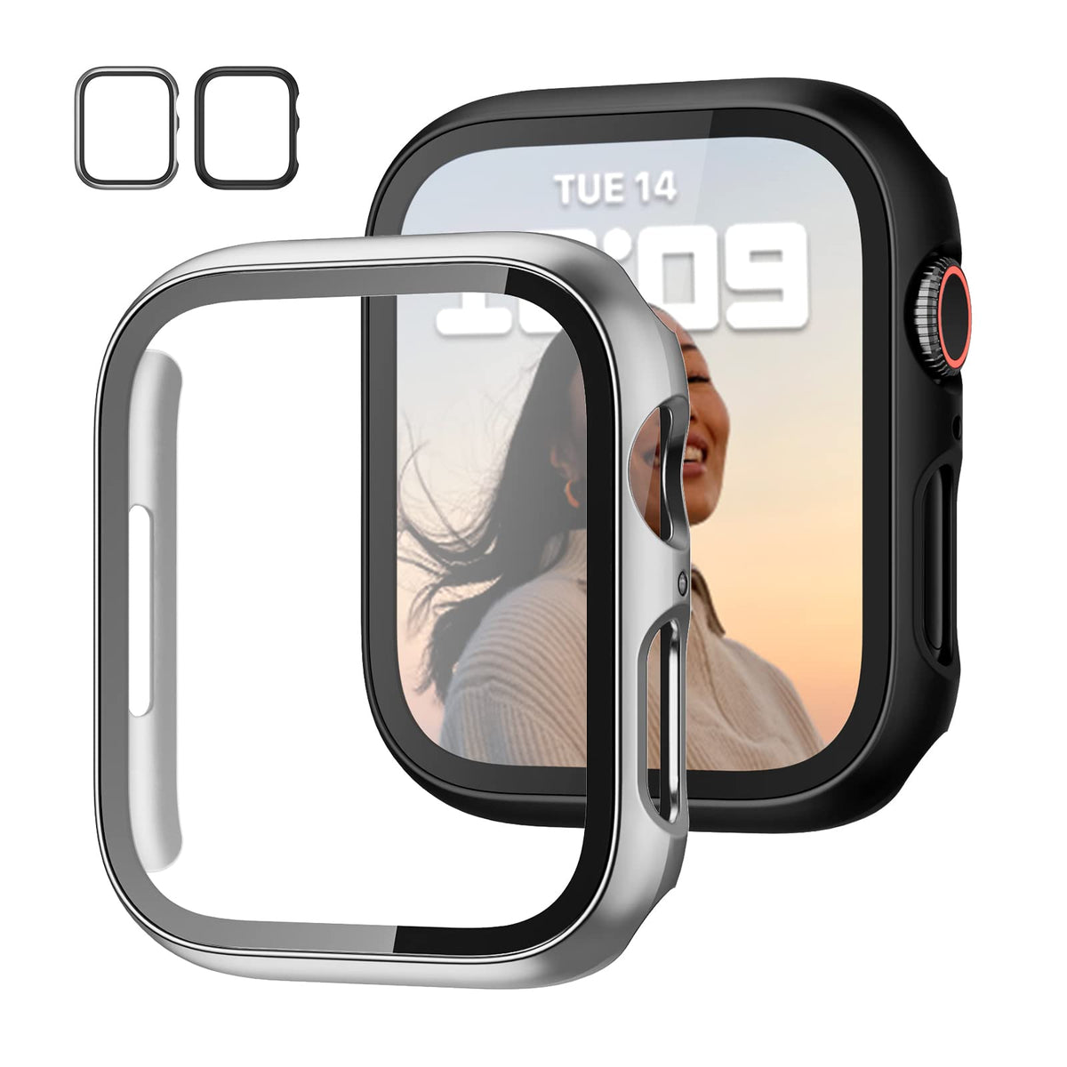 JZK Case with Screen Protector for Apple Watch SE3 Series 6/5/4 40mm,Clear