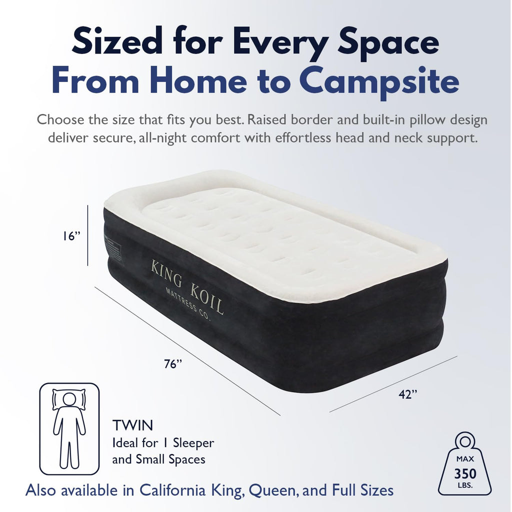King Koil California King Air Mattress with Built-in Pump, 20” Raised Bed
