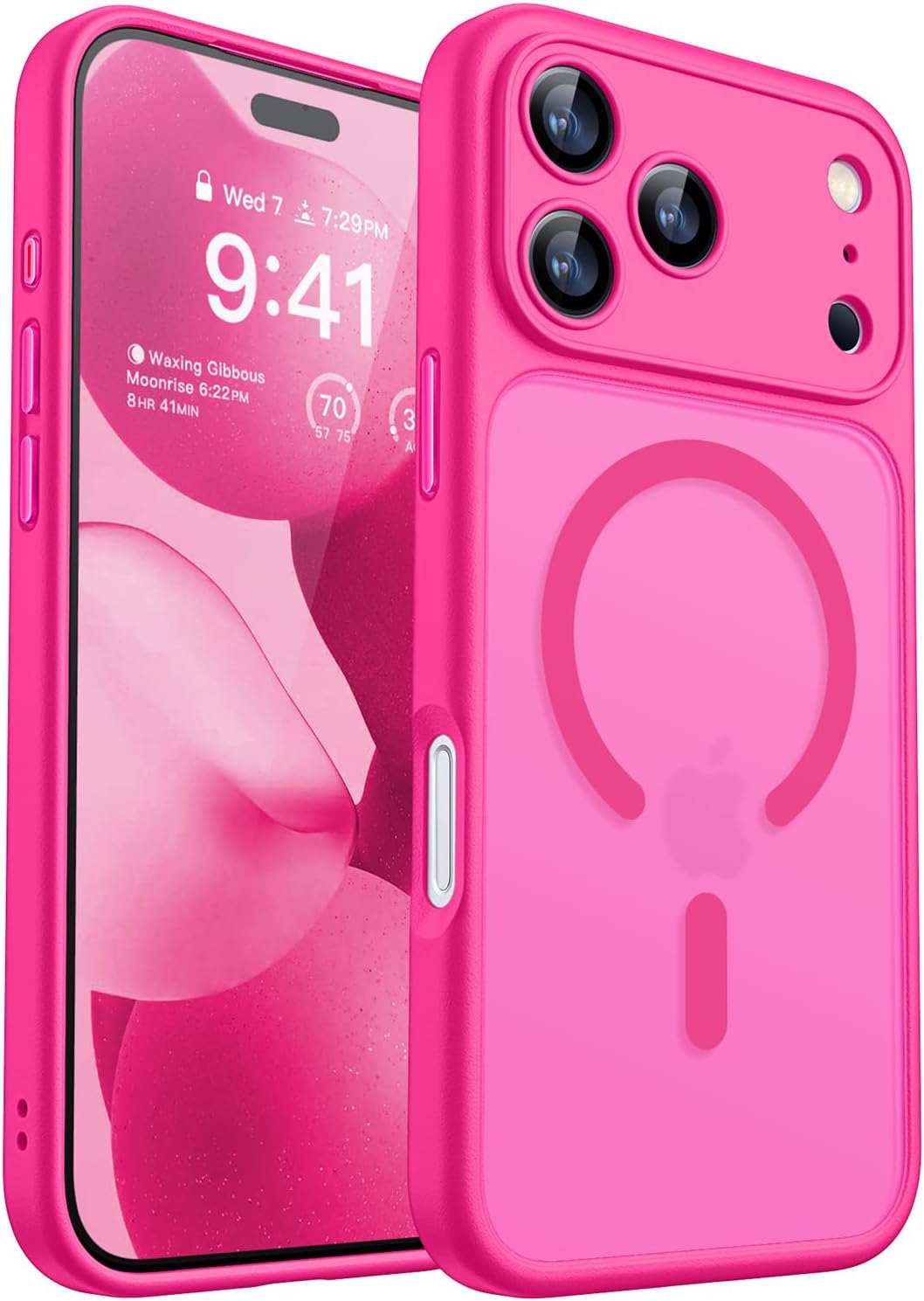 CANSHN Magnetic Shockproof for iPhone 17 Pro Max Case, Hot Pink