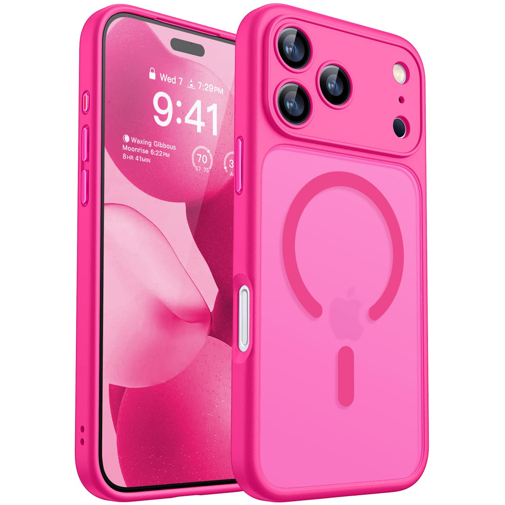 CANSHN Magnetic Shockproof for iPhone 17 Pro Max Case, Hot Pink