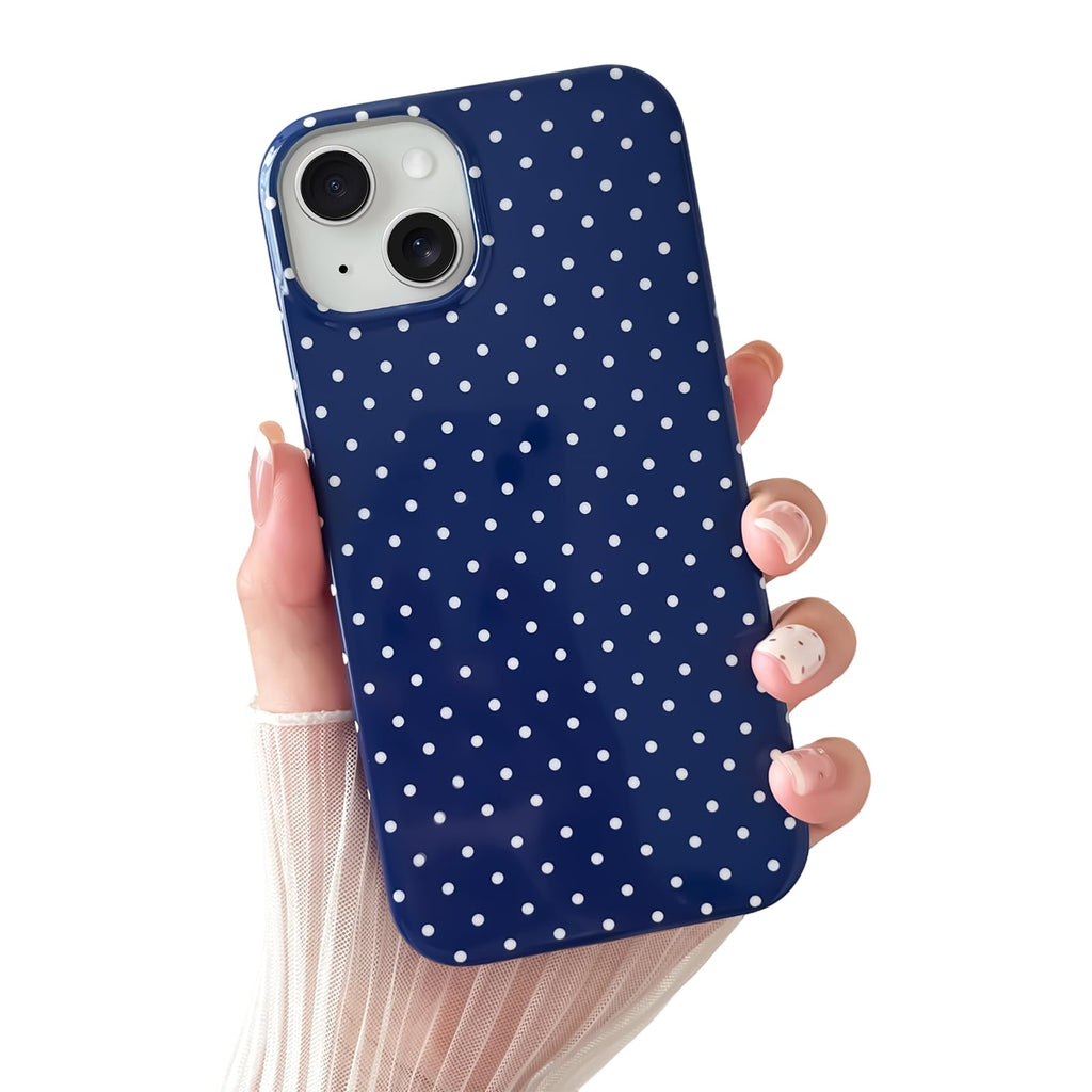 Yeddabox for iPhone 14 Plus Case Cute Polka Dot Phone Case Soft TPU Slim Shockproof Phone Cover for Women Girls, White