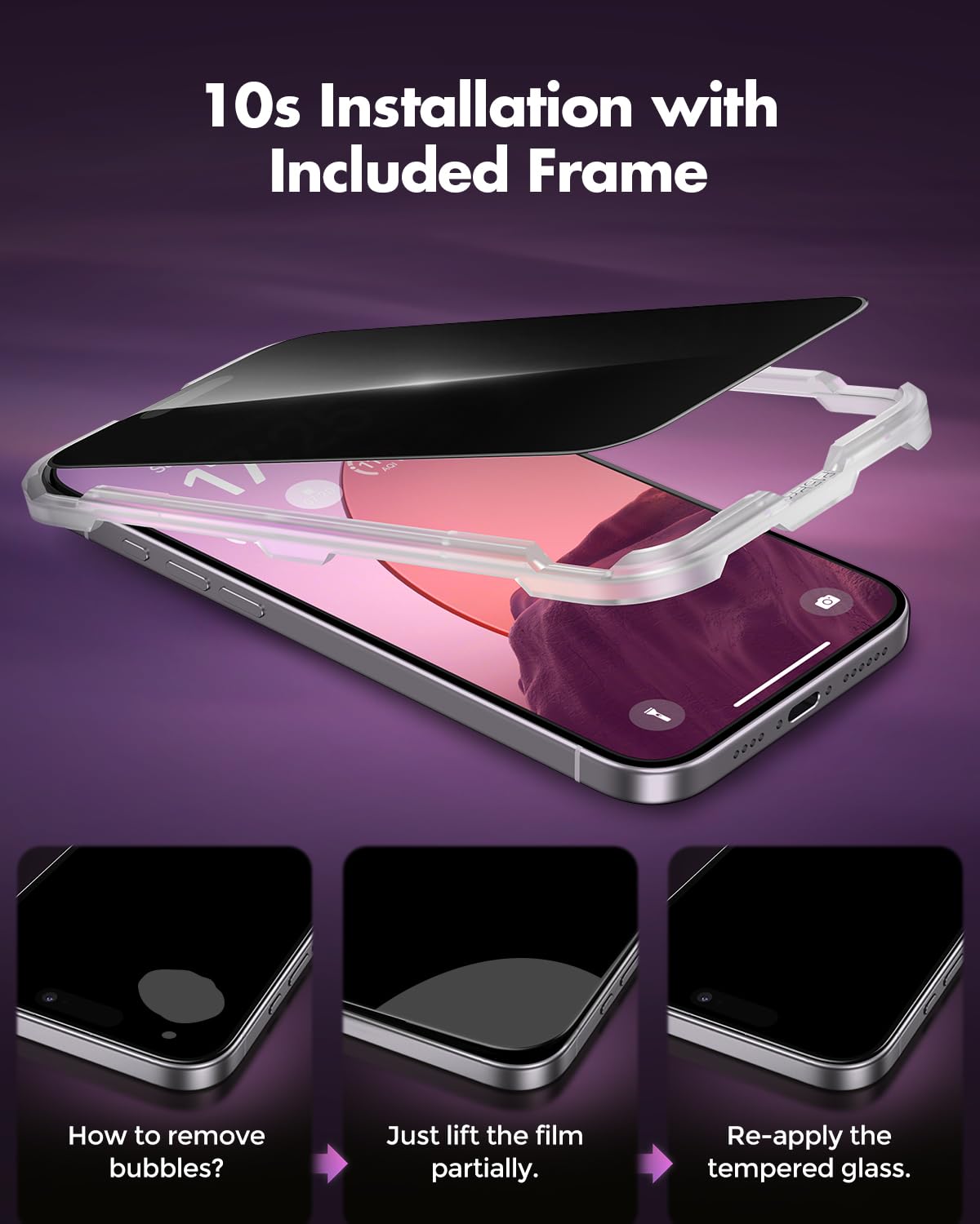 UNBREAKcable Privacy Screen Protector for iPhone 16 Pro Max, Full Coverage