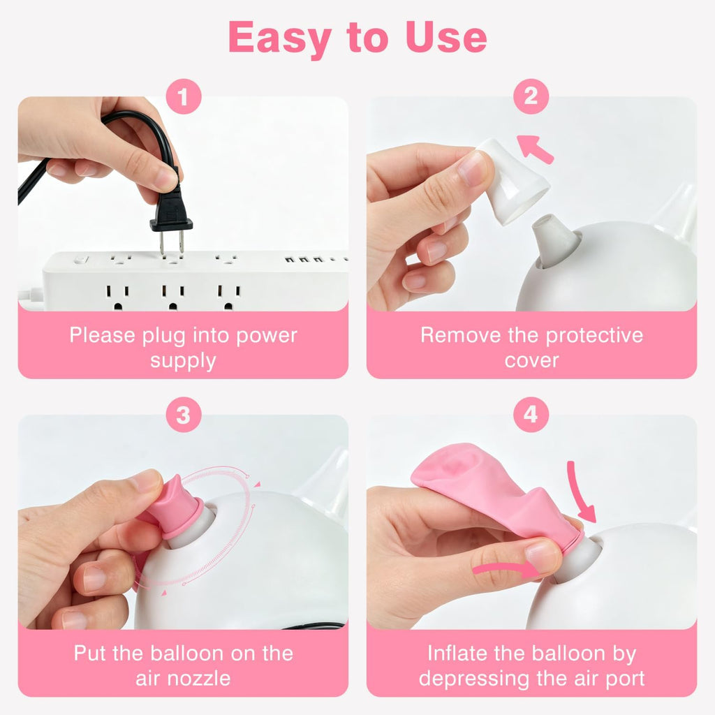 Electric Balloon Pump with Dual Nozzle & 2 Tying Tools