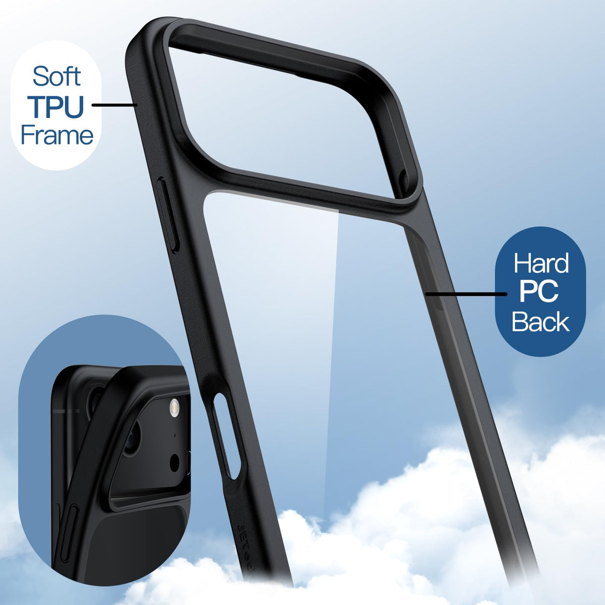 JETech Case for iPhone 17 Pro Max, Anti-Yellowing, Black