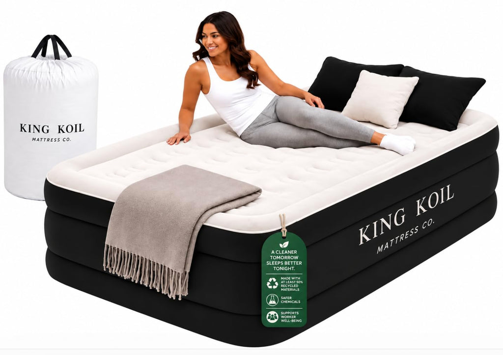 King Koil California King Air Mattress with Built-in Pump, 20” Raised Bed