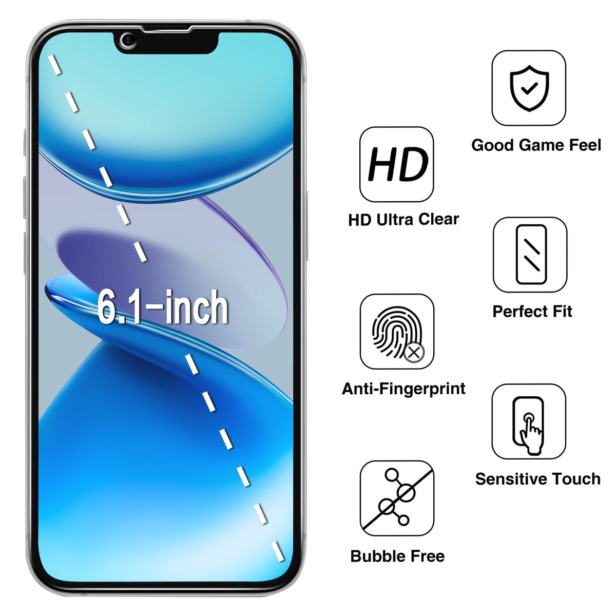 2 Pack Screen Protector for iPhone 16 Pro Max Tempered Glass