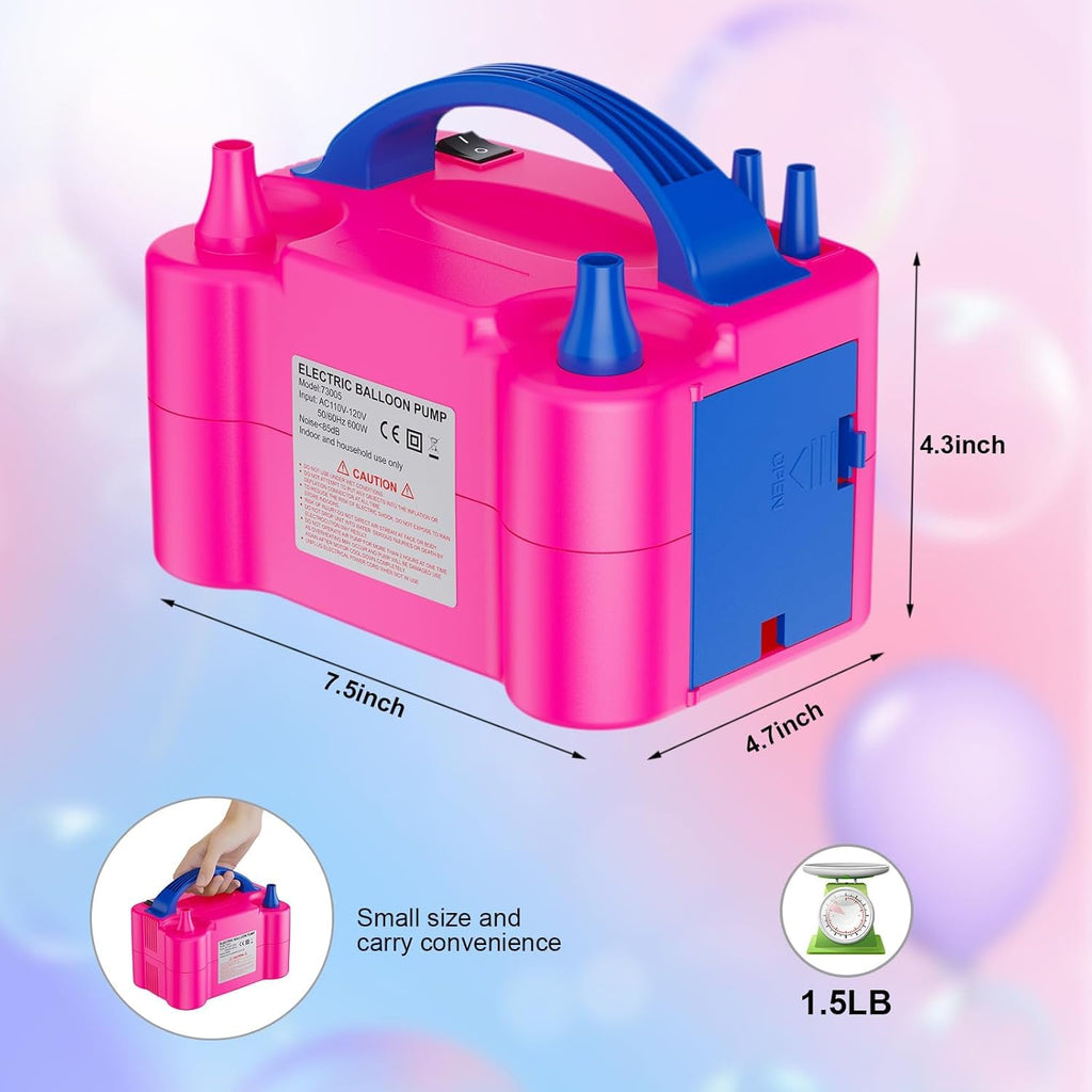 Electric Balloon Pump with Dual Nozzle & 2 Tying Tools